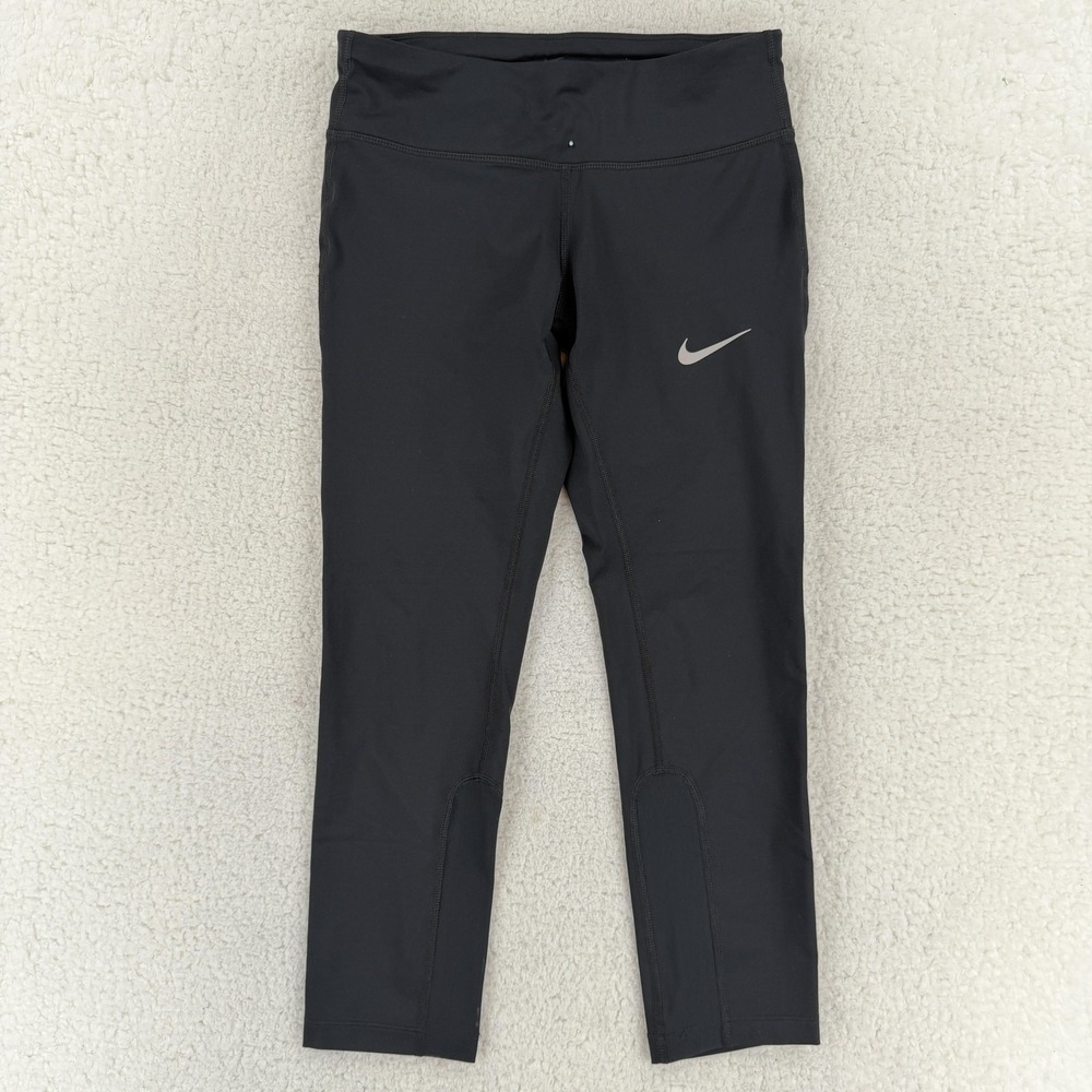 Nike Dri-FIT Capri Leggings Womens XS Black Running Training Gym Zip Pocket
